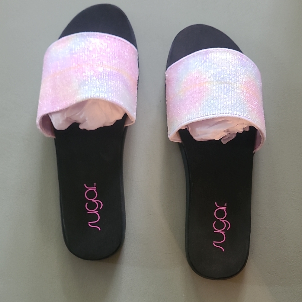 Sugar Women's Iridescent Pink Slide Sandals
